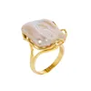 BaroqueOnly Natural freshwater Baroque pearl ring retro style 14K notes gold irregular shaped square RFB 220216