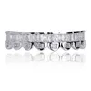 New Baguette Set Teeth Grillz Top Bottom Silver Color Grills Dental Mouth Hip Hop Fashion Jewelry Rapper Jewelry7182137