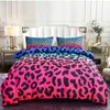 Zeimon Fashion 2/3 pcs conjunto de cama 3d conjuntos de cama leopardo capa de duveta fronhas gradient cor cama queen set para casa 201021
