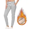 2021 Winter Women Gym Sweatpants Workout Calças de Velo Sólida Espessa Inverno Quente Feminino Calças Esporte Running Pantalones Mujer