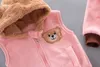 Bebê menino roupas outono e inverno puro algodão grosso quente casual camisola com capuz dos desenhos animados bonito urso três peças terno da menina do bebê good4905390