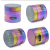 Sälj örtkvarnstorlek 63mm 4 -stycken Iceblue Rainbow Zinc Alloy Grinder Rainbow Maze DHL6617842