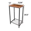 Tableau d'extrémité de 2 niveaux de table industrielle avec cadre en métal durable, table basse avec étagères en treillis pour salon, rustique browna19 A50