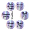 Rainbow Thank You Stickers Black Ink Holographic Silver Business Sticker 500 Labels Different Word for Business Boutiques Shop