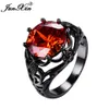 Size 5-11 Male Female Big Round Red Ring Fashion Black Gold Ring Vintage Wedding Rings For Men And Women Jewelry