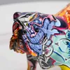 Kreatywny kolorowy angielski buldog figurki nowoczesne graffiti sztuka dekoracje domu półka półka bokshelf tv gabinet Decor Animal ornament 220121