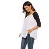 새로운 오는 얇은 여름 캐주얼 여성 티셔츠 반 소매 패션 패치 워크 느슨한 불규칙한 여성 의류 여름 셔츠 탑스 G220228