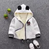 Cartoon Bear Baby Boys Jacket Kids Winter Thick Velvet Warm Cotton Hoodies Coat Children Casual Outerwear Infant Clothing 201104