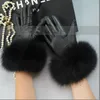 Five Fingers Gloves Luxury Leather With Real Fur Womens Fashion 2021 Winter Red Hand Warm Black Glove Women Driving Matural Gloves285J