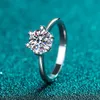 Six griffes Moissanite diamant anneaux de mariage pour les femmes coeur S925 en argent Sterling 0.5-2ct bijoux fins livraison directe