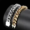 Hip Hop Bijoux 10MM Titane Acier Miami Lien Cubain Chaîne Collier Glacé Zircon Diamant Printemps Boucle Tête En Acier Inoxydable Cub6691160