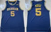 NCAA Michigan Wolverines College 2 Poole Basketball Jerseys 5 Jalen Rose 4 Chris Webber 25 Juwan Howard Vintage Jaune Bleu blanc Shirts Stitted S-xxl