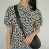 Lizkova Leoparard Print Tee рубашка женщин с коротким рукавом летние винтажные топы 2020 пух