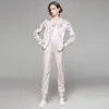 NIEUWE LENTE FALL Twee stukken 2 stks dames dames casual sets vintage bloemen letters print ritssluiting bovenaan jasbroek broek tracksuit ou487670