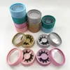 Confezione vuota per ciglia rotonde con glitter rosa, per ciglia di visone regolari con vassoio circolare trasparente