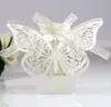 Butterfly Hollow Cut Candy Favor Holder f￶r Party Wedding DIY Pink White 50st/Lot Present Boxar Paper PASS LAGRING PACKAGING PERSONLISE AL8464