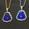 Hiphop 18k guldpläterad diamant zirkon buddhism halsband guld silver pläterad mens bling smycken gåva1527206