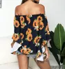 Blusa blusa estate girasole stampata a spalla blusa casual stampa floreale top sciolte abiti da donna manica flare 2020 y200623