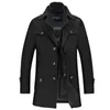 Winter Men's Fashion Wool Coat Warm Thick Double Stand Collar Windbreaker Casual Outwear Overcoat Business Parka Male Black 201119