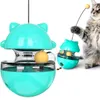 Pet Dog Cat Toy Tumbler Con Dispensador de recipiente de comida Bola de seguimiento de fugas lentas para mejorar el coeficiente intelectual Entrenamiento Suministros para mascotas LJ201125