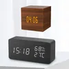 LED Drewniany Digital Alarm Clock Watch Table Voice Control Wood Despertador USB / AAA Powered Elektroniczny Dekoracja Desktopa 220311