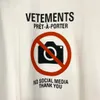 Europa Frankrijk Vetments Shop No Social Media Antisocial Embroidery T -Shirt Fashion Mens T Shirts Vrouwen Kleding Casual katoen T -shirt P4P7