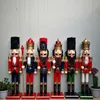 60CM Nutcracker King Soldier Wooden Figurine Christmas Decoration Handcraft Walnut Puppet Toy Gift New 201127216e