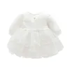 Vestido de bebê recém-nascido para meninas, vestido de batizado com bordado de renda para bebês, vestidos de festa de batizado 0 3 6 9 meses 201204