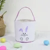 120pcs Kids Easter Rabbit Basket Bunny Bag Canvas Tote Party Candy Easter Egg Baskets Presentförvaring Väskor Handväska vid havet dap440