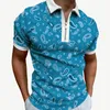 패션 여름 남성 폴로 T 셔츠 캐주얼 남자 지퍼 화이트 칼라 티셔츠 컬러 인쇄 인쇄 반팔 탑 판매 럭셔리 남성 의류 M-3XL