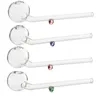 Pipa per bruciatore a nafta in vetro trasparente spesso da 6,29 pollici Pipa artigianale in vetro borosilicato trasparente Pyrex con bilanciatore colorato casuale Accessori per fumatori all'ingrosso