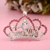 Crystal Diamond Crown Tiara Comb Flower Girl Princess Hair Comb Head Wear Girls Birth Fashion Jewelry