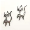 Lote 100 pcs infeliz gato antique prata encantos pingentes para jóias fazendo brinco colar pulseira chave cadeia chave 22 * ​​14mm