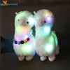 Upuść 45 cm świecący lama pluszowe zabawki Plush Toys Led alpaca zabawki miękkie świetliste lśnnie lalki lalki dziecięce dla dzieci Prezent LJ201126