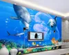 murais de parede Beibehang personalizado parede do fundo golfinho grande tubarão branco Underwater World TV decoração mural 3d