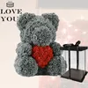 2020 أفضل هدايا DIY Day Valentines 35 سم Bear Rose Bear مع قلب أحمر ساخن لفتاة صديق زوجة عاشق الأطفال