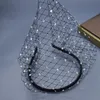 Gelin Peçe Beyaz Kafa Peçe Parlak Rhinestone Birdcage Kadın Düğün Saç Aksesuarları Büyüleyici Fascinators