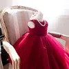 Matka Córka Suknie Boże Narodzenie Dopasowania Sukienki Ślubna Księżniczka Mama I Me Ubrania Wesele Party Czerwona Eveing ​​Dress LJ201112