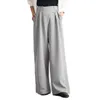 Kvinnors byxor Capris Plus Storlek Kvinnor Hög midja Solid Färg Casual Loose Oregelbundna Midjeband Wide Leg Fashion Long Byxor