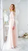 Nowy Elegancki Blush Blush Różowy Nocny Szaty Kobiety Lamki Illusion Lace Aplikacje Blisko Bathrobe Sheer Nightgowns