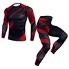 Män 2 PC Set Cycling Compression Sportswear Clothing Rashgard Male Breattable Gym Running Tshirt Tights Training Jogging Suit773337723311