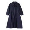 7850# Jry New Spring Women 유럽 패션 스타일 드레스 턴 다운 고리 반 슬리브 싱글 브레스트 느슨한 캐주얼 셔츠 드레스 깊은 파란색/흰색/빨간 XL-4XL