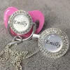 MIYOCAR custom any glitter name photo silver bling pacifier and pacifier clip silver BPA free dummy bling glitter design -1-BG LJ201110