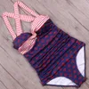 NAKIAEOI Plus Size Maillots de bain femmes une pièce maillot de bain rétro imprimé patchwork push up maillot de bain grande taille plage maillots de bain M ~ 4XL T200708