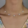 Fine haute qualité 925 en argent sterling 5 pièces mignon joli coeur collier ras du cou pour amoureux cadeau bijoux en argent à la mode Q0531