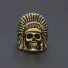 Stainless Steel Men Vintage Skull Rings Indian Chief Ring Hip Hop Finger Accessories Punk Jewelry Size 8-12