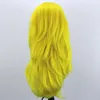 Kostenloser Teil Lange Natürliche Welle 360 Spitze Frontal Hitzebeständige Faser Gelbe Synthetische Lace Front Perücke Haar für Frauen