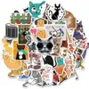 Autocollants chat mignon de dessin animé, 50 pièces/lot, vente en gros, autocollants imperméables pour jouets d'enfants, pour ordinateur portable, Skateboard, bagages, voiture, décalcomanies