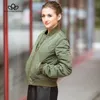 Bella Philosophy autumn winter quilting bomber jacket women coat zipper long sleeve winter jacket cotton-padded pink outwears 201026