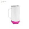 US magazijn 14oz sublimatie koffiemokken met Bluetooth-luidspreker Roestvrijstalen handvat Tumbler USB-oplader Dubbelwandige muziek Lege witte waterfles Snel